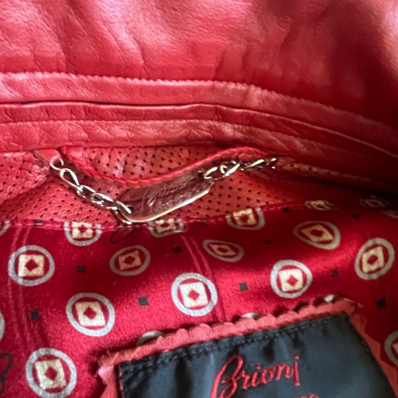 Brioni leather bomber jacket red RARE PERFECT - Picture 3 of 12